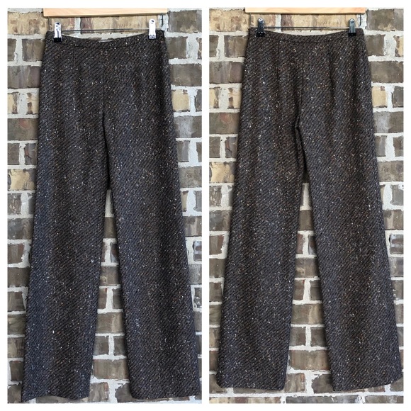 Valentino Brown Wool Tweed Trousers Size 4 - Picture 5 of 7